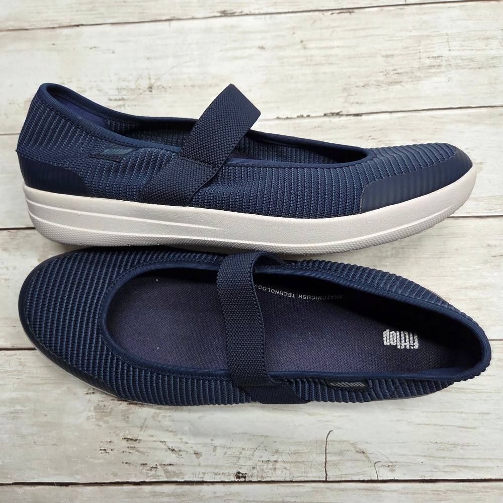 FitFlop Uberknit Mary Jane Sneakers Q51-443 Womens 11 Royal Blue Knit Flats